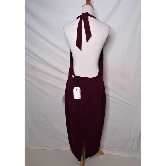 DRESS THE POPULATION Vanessa Halter Dress Burgundy Medium 6-8 NEW - Picture 10 of 11